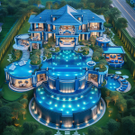 Stunning $3.9M Blue Megamansion with Pool-Inspired Design Tops Popular Homes List