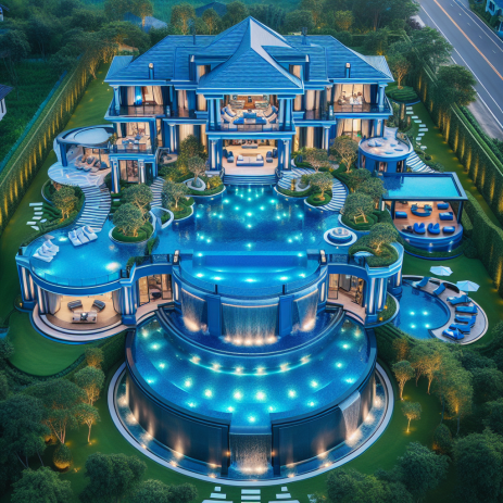Stunning $3.9M Blue Megamansion with Pool-Inspired Design Tops Popular Homes List